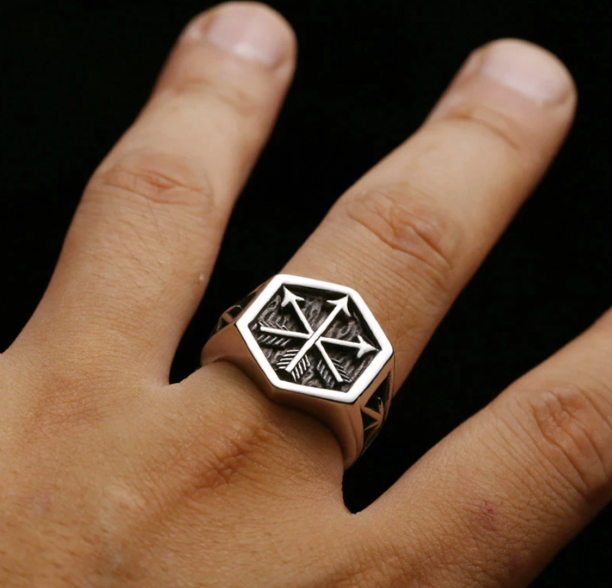 The Rampart – 3 Arrows Signet Ring-Channel warrior strength with the Rampart Signet Ring. Polished steel flat top and tapered shoulders evoke the fortitude of a Viking shield wall. Shop now.
