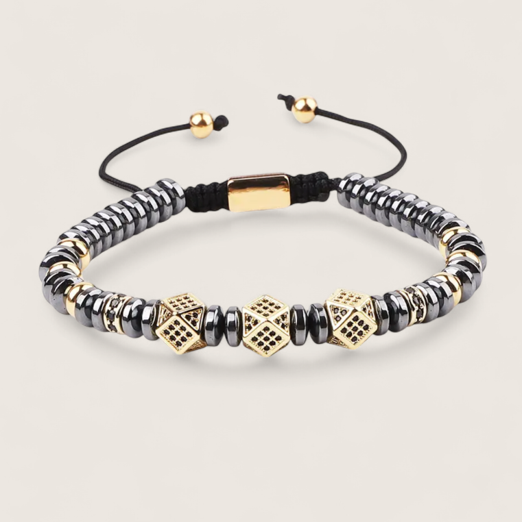 The Hematite Halo - Slider Bracelet-Balance edge and elegance with the Hematite Halo Bracelet. Polished hematite beads and CZ-pavé accents on an adjustable black wax cord. Shop now.