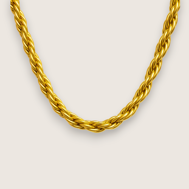 The Iron Twist - Steel Rope Chain-Modern 316L stainless steel rope chain in polished or gold-plated finish. Bold 6 mm or slim 3 mm width. Rugged style with easy clasp. Shop now.