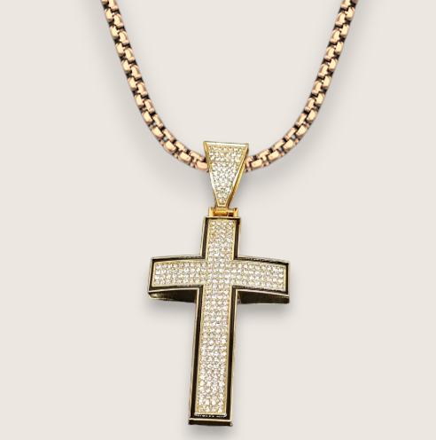 The Herald – XL Iced-Out Cross Necklace-Turn heads with the Herald Iced Cross Pendant. Extra-large gold or silver-tone cross fully paved in sparkling CZ. Bold statement piece. Shop now.