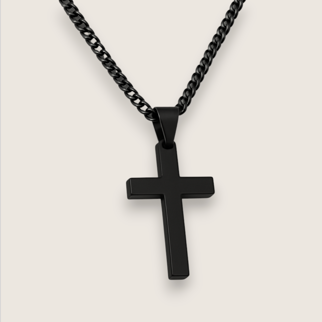 The Guardian – Cross Necklace-Discover the Men’s Smooth Cross Necklace: mirror-polished stainless steel (20 × 35 mm) on a 24″ chain. Tarnish-resistant shine—shop at Anvil&Ore.