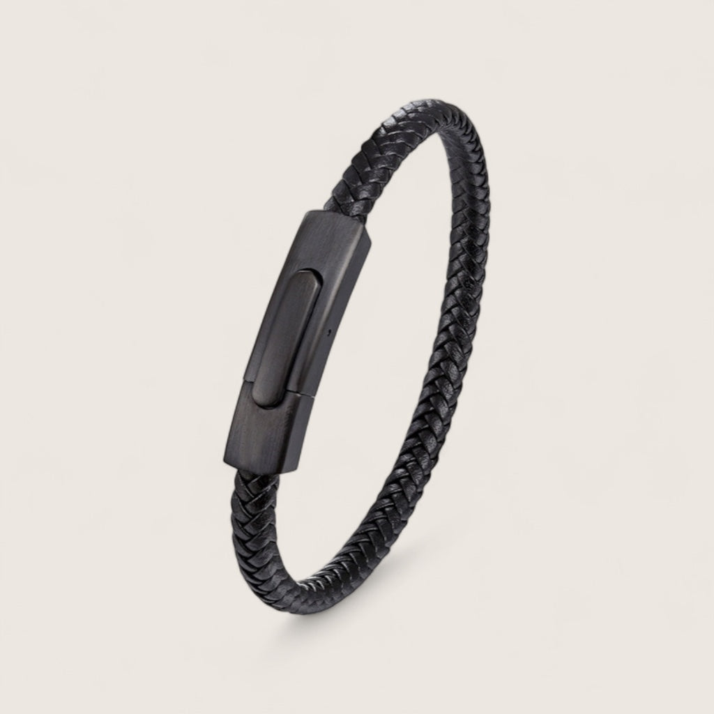 The Sleekline – Premium Leather & Steel Bracelet-Elevate your style with the Sleekline Bracelet — premium braided leather and precision steel clasp combine durability with minimalist sophistication. Shop now.