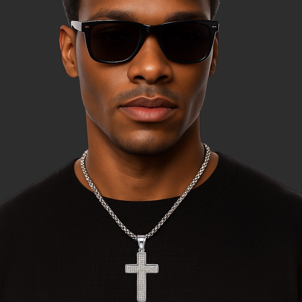 The Frostbound Creed – Iced Cross Pendant