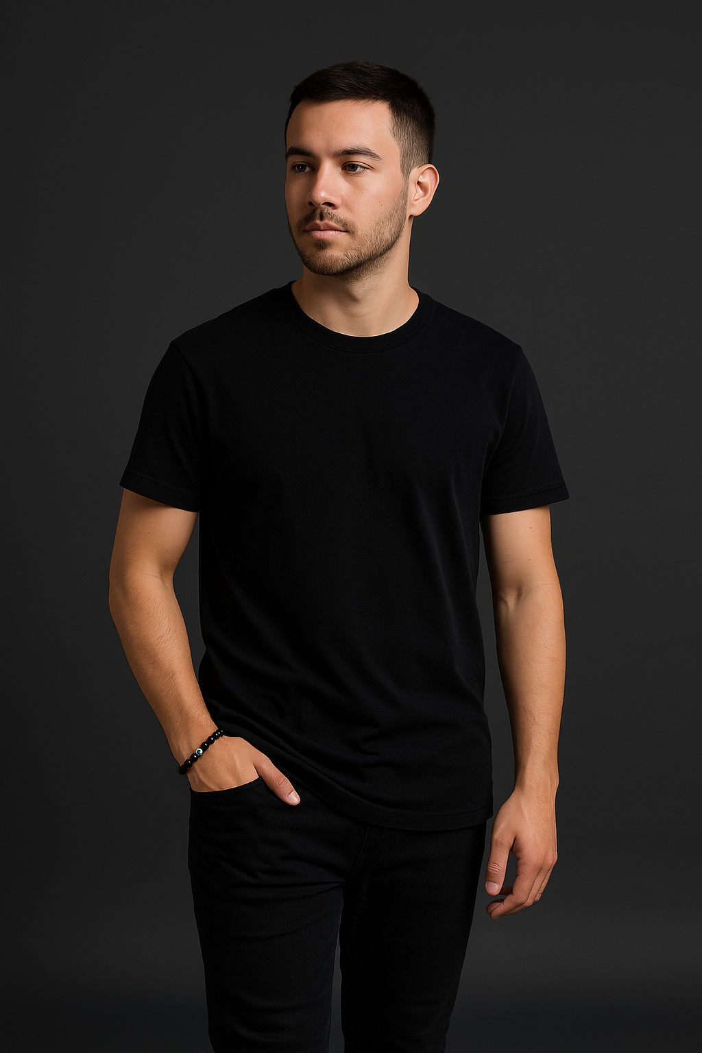 Shadowblade – Black Agate Stretch Bracelet-Forge your style with the Shadowblade Bracelet — polished black agate for strength and grounding. Finished with a steel accent. Available in multiple sizes.