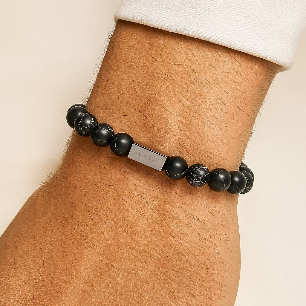 The Obsidian Vein – Black Turquoise Bracelet
