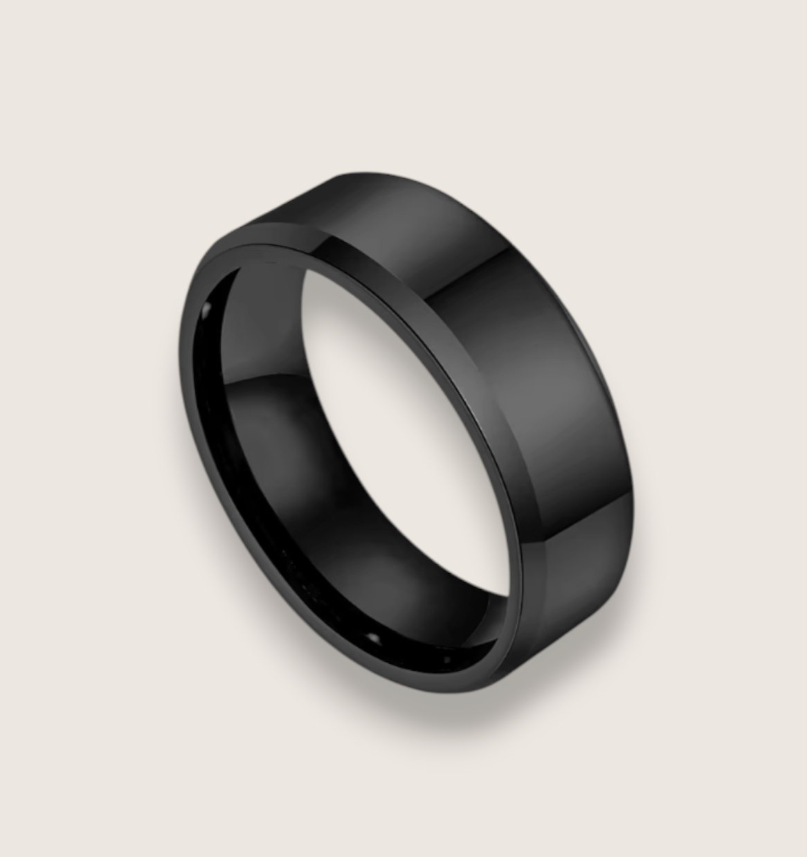 The Radiant Bevel – Polished Flat Tungsten Ring-Forge sleek minimalism with the Radiant Bevel. Polished tungsten band with beveled edges and comfort fit. Bold, enduring style for every day. Shop now.