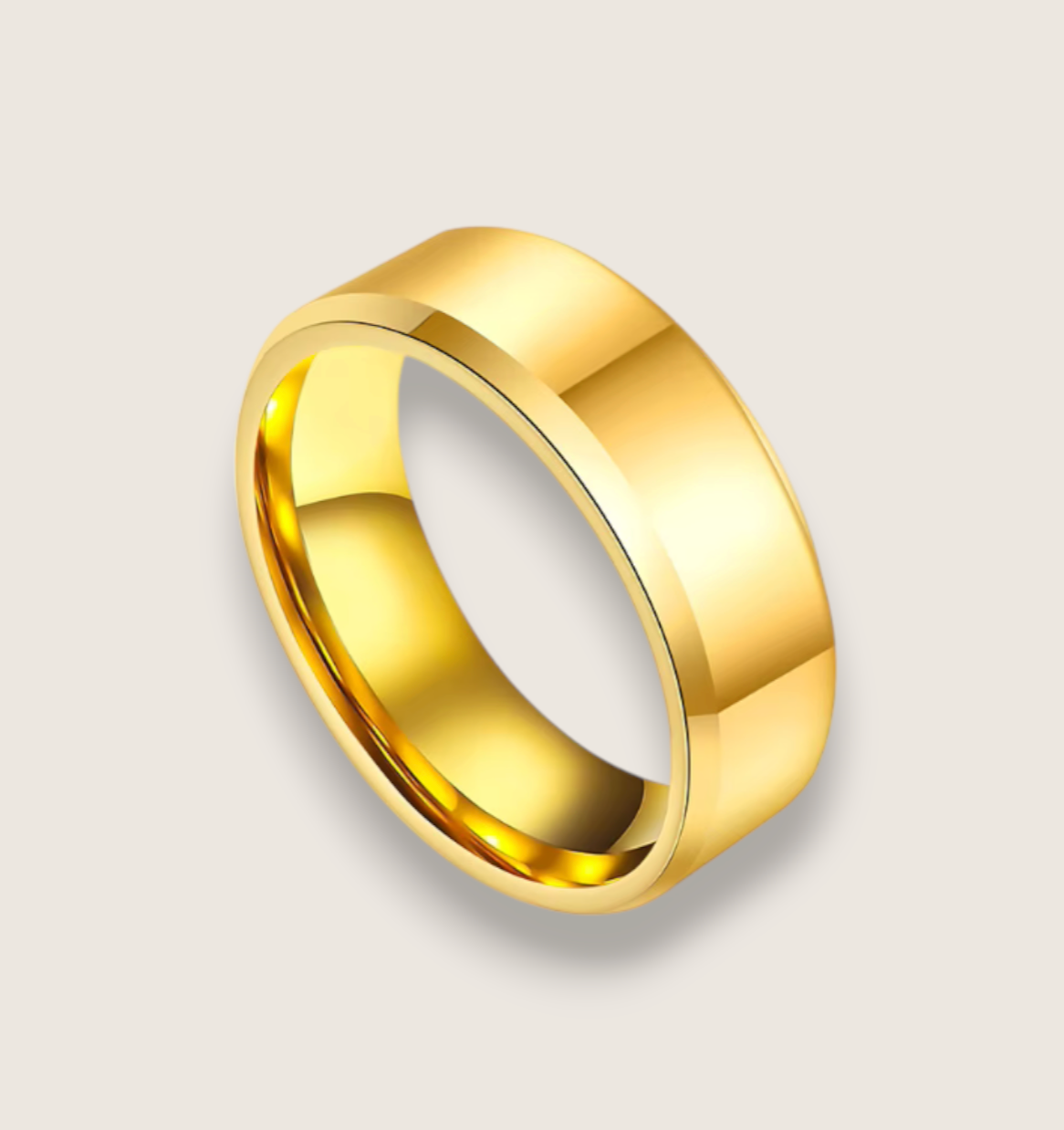 The Radiant Bevel – Polished Flat Tungsten Ring-Forge sleek minimalism with the Radiant Bevel. Polished tungsten band with beveled edges and comfort fit. Bold, enduring style for every day. Shop now.