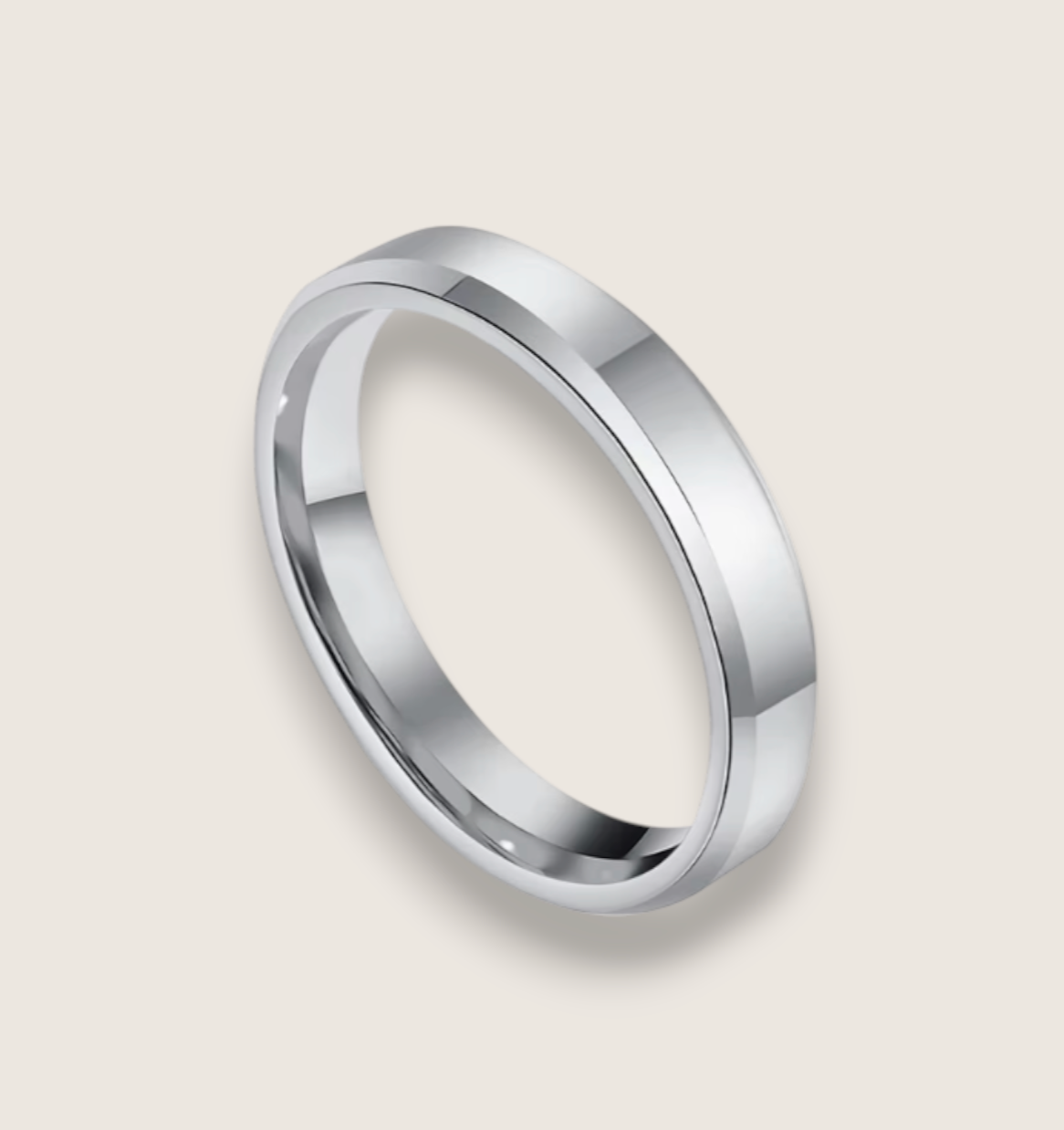 The Radiant Bevel – Polished Flat Tungsten Ring-Forge sleek minimalism with the Radiant Bevel. Polished tungsten band with beveled edges and comfort fit. Bold, enduring style for every day. Shop now.