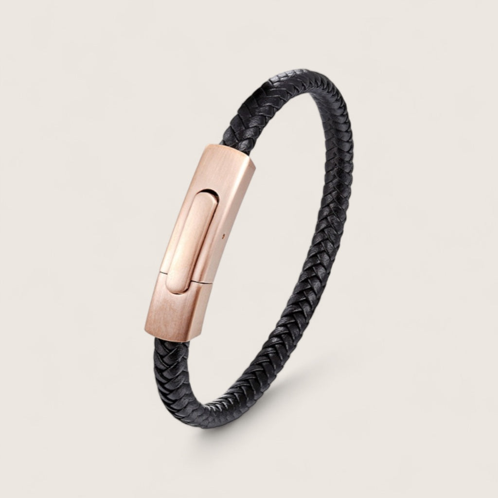 The Sleekline – Premium Leather & Steel Bracelet-Elevate your style with the Sleekline Bracelet — premium braided leather and precision steel clasp combine durability with minimalist sophistication. Shop now.