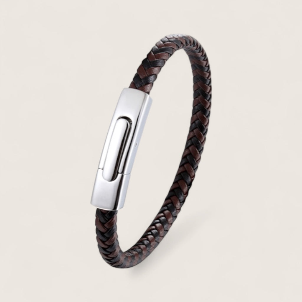 The Sleekline – Premium Leather & Steel Bracelet-Elevate your style with the Sleekline Bracelet — premium braided leather and precision steel clasp combine durability with minimalist sophistication. Shop now.