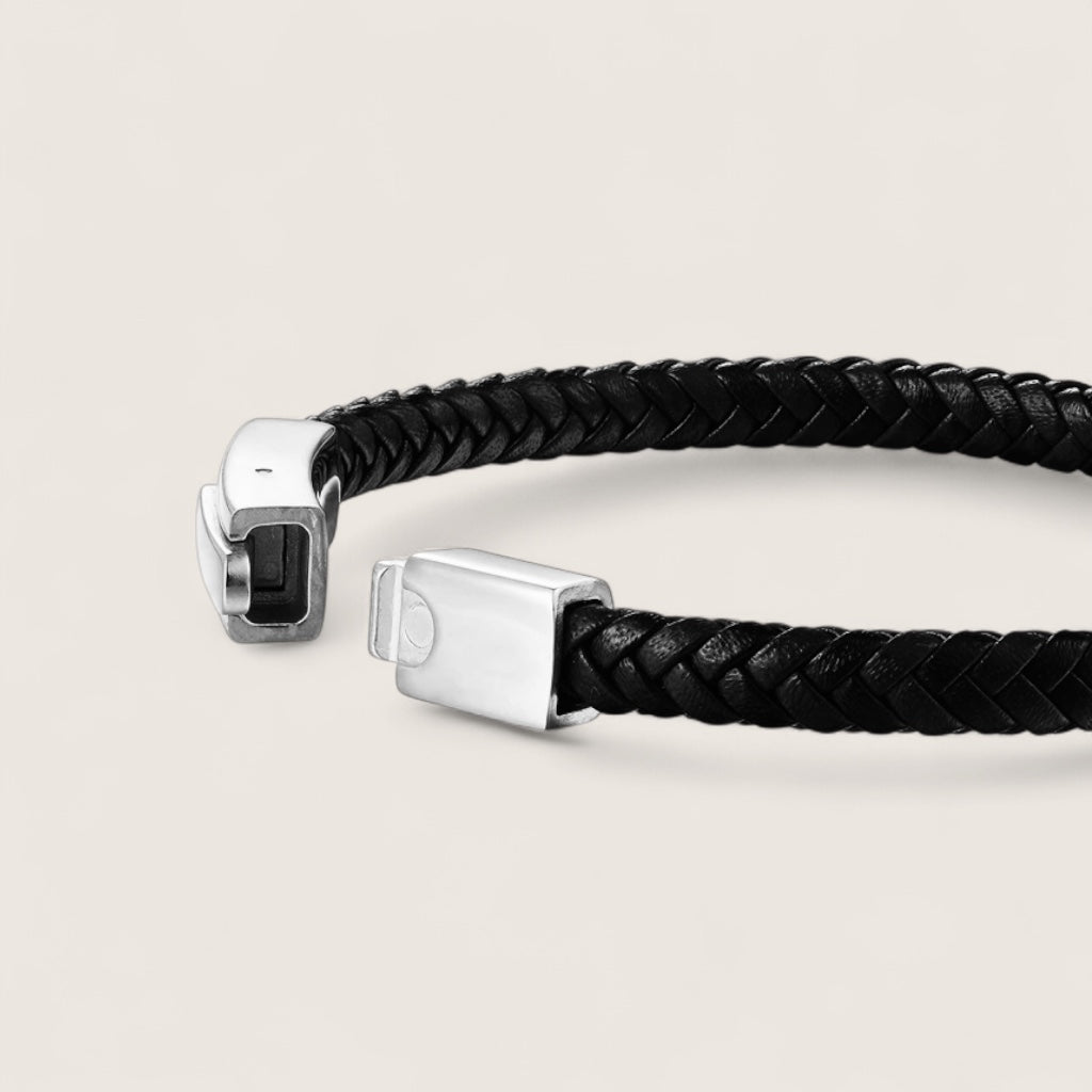 The Sleekline – Premium Leather & Steel Bracelet-Elevate your style with the Sleekline Bracelet — premium braided leather and precision steel clasp combine durability with minimalist sophistication. Shop now.