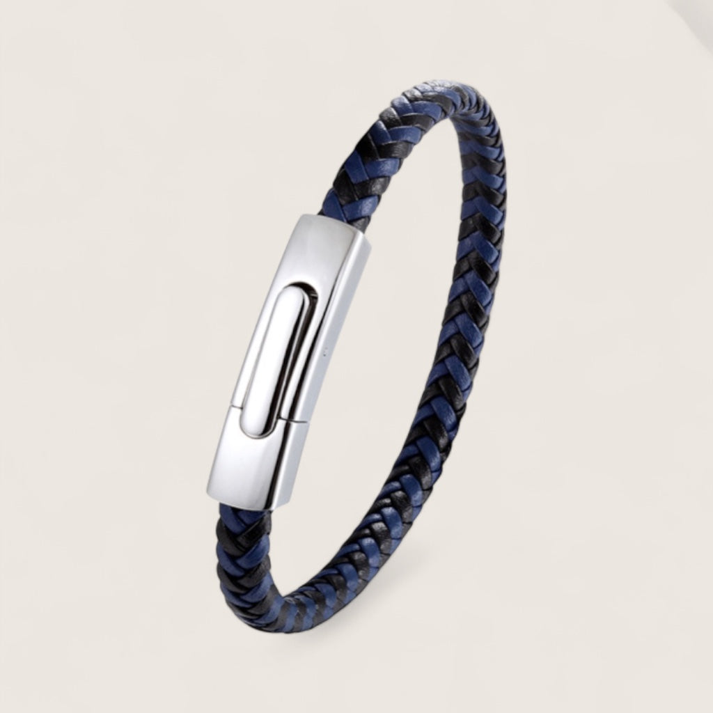 The Sleekline – Premium Leather & Steel Bracelet-Elevate your style with the Sleekline Bracelet — premium braided leather and precision steel clasp combine durability with minimalist sophistication. Shop now.