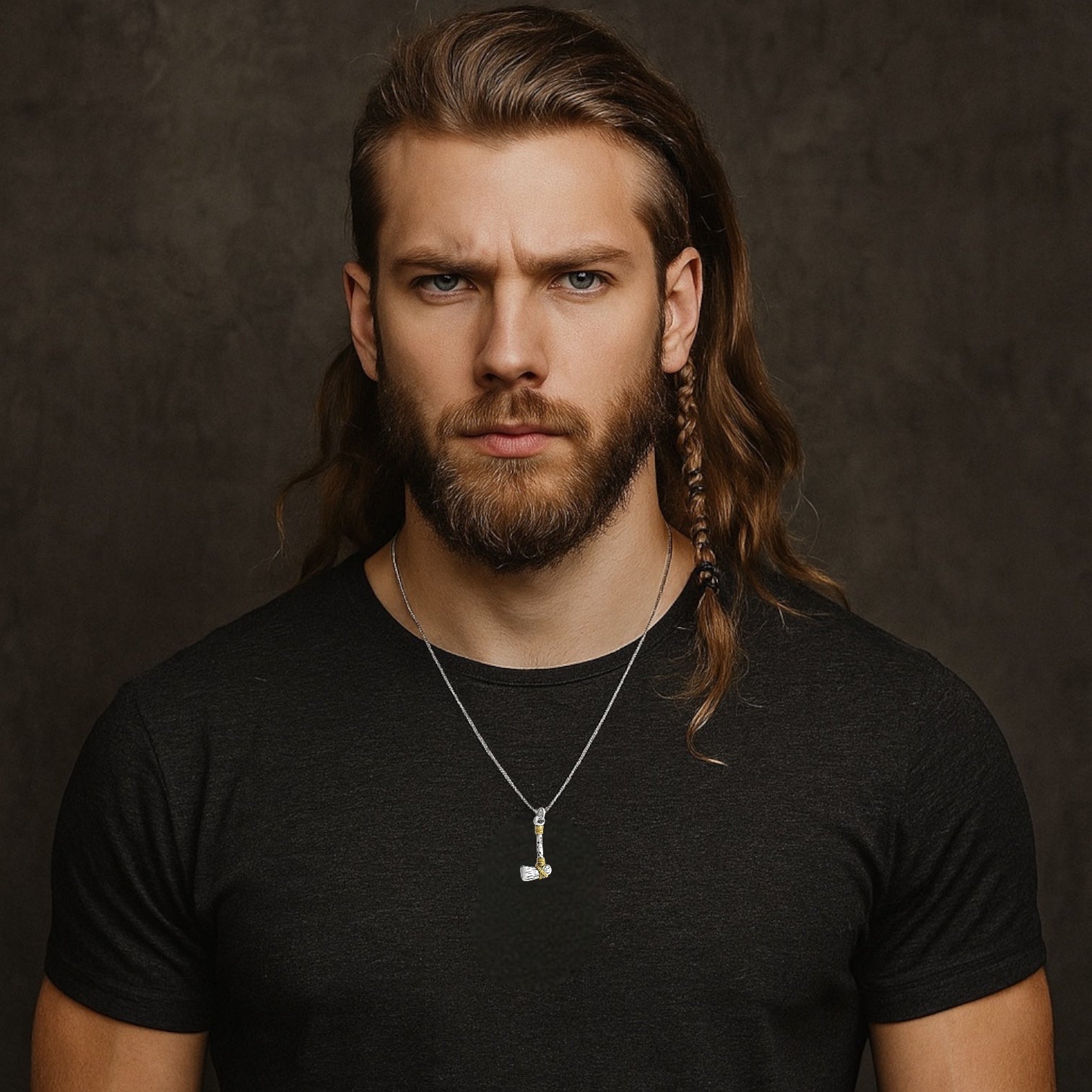 The Wyrd Axe – Two-Tone Silver Necklace