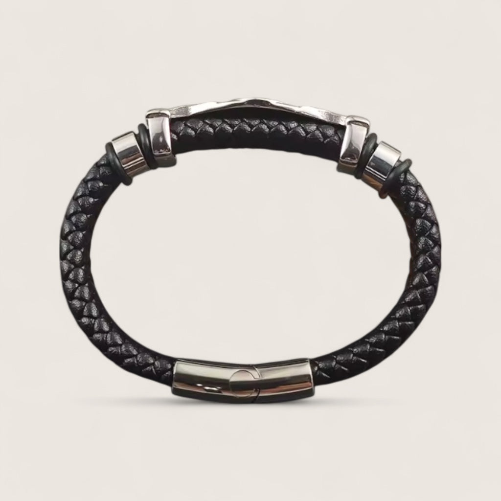 The Oathbinder – Valknut Leather Bracelet
