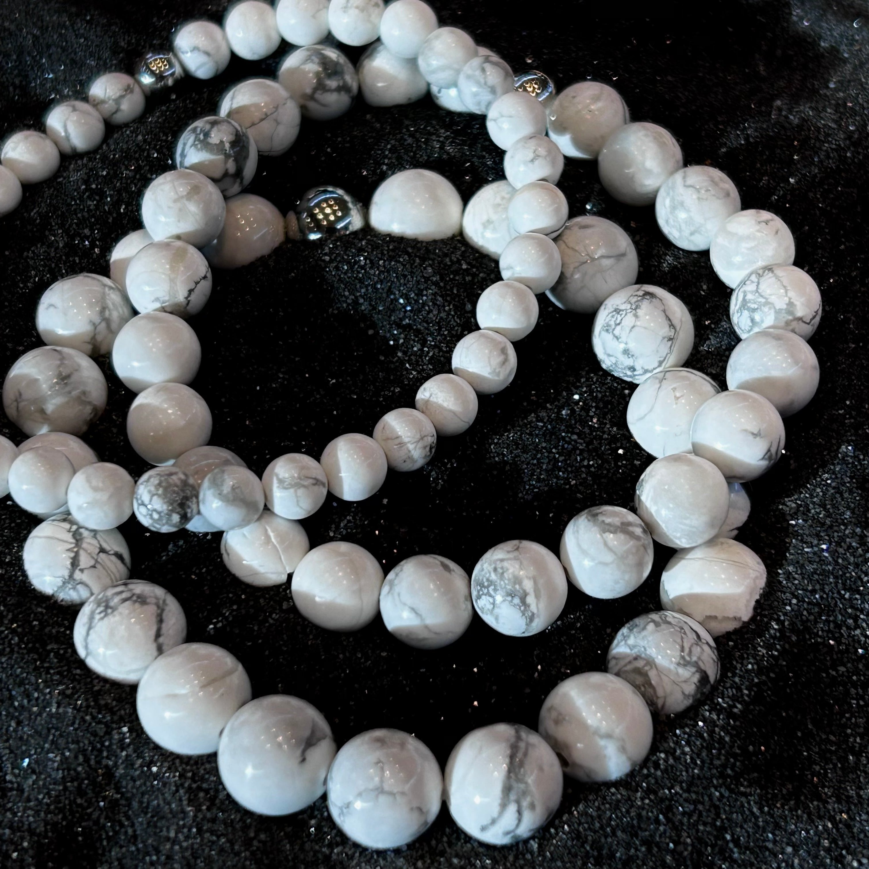 Frostveil – Howlite Stretch Bracelet-Calm your mind and strengthen your spirit with the Frostveil Bracelet. Natural Howlite beads and steel accent offer soothing style and clarity. Shop now.