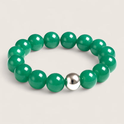 Verdant Fortune – Aventurine Stone Bracelet-Verdant Fortune Aventurine Stretch Bracelet —a modern talisman of luck and prosperity. Natural green beads with steel accent. Multiple sizes, polished or matte.