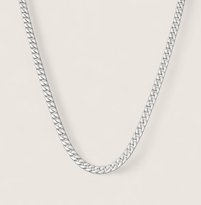 The Argent Curb – 3mm Sterling Silver Chain-3mm solid sterling silver curb chain. Polished flat links, crafted in Italy. Sleek and versatile—wear solo or layered. Shop now.