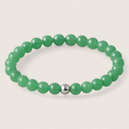 Verdant Fortune – Aventurine Stone Bracelet-Verdant Fortune Aventurine Stretch Bracelet —a modern talisman of luck and prosperity. Natural green beads with steel accent. Multiple sizes, polished or matte.