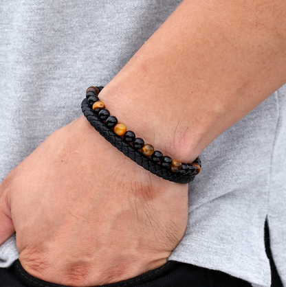 The Forge Duo - Leather Gemstone Bracelet