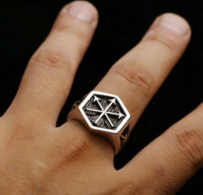 The Rampart – 3 Arrows Signet Ring-Channel warrior strength with the Rampart Signet Ring. Polished steel flat top and tapered shoulders evoke the fortitude of a Viking shield wall. Shop now.