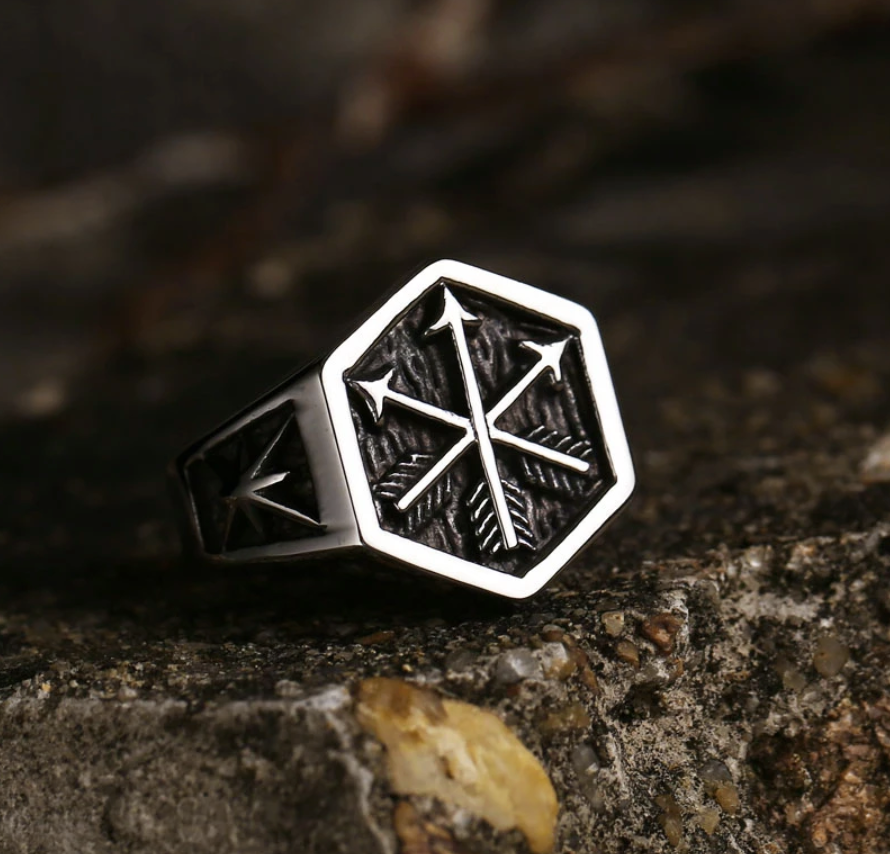 The Rampart – 3 Arrows Signet Ring-Channel warrior strength with the Rampart Signet Ring. Polished steel flat top and tapered shoulders evoke the fortitude of a Viking shield wall. Shop now.
