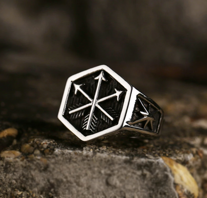 The Rampart – 3 Arrows Signet Ring-Channel warrior strength with the Rampart Signet Ring. Polished steel flat top and tapered shoulders evoke the fortitude of a Viking shield wall. Shop now.