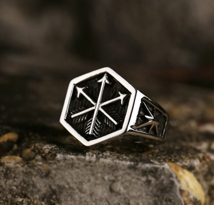 The Rampart – 3 Arrows Signet Ring-Channel warrior strength with the Rampart Signet Ring. Polished steel flat top and tapered shoulders evoke the fortitude of a Viking shield wall. Shop now.