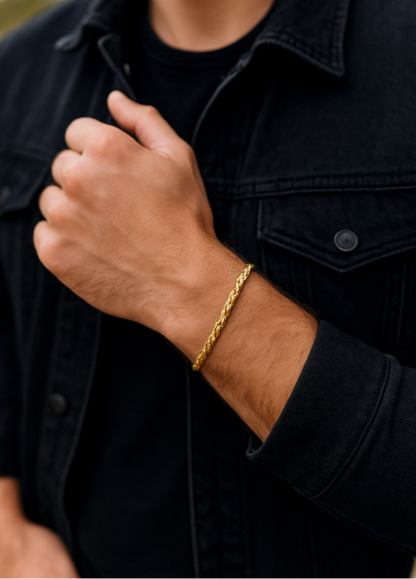 The Iron Twist Rope Bracelet-Forge your look with the Iron Twist Chain. Polished or gold-plated steel in bold 4mm or slim 2mm width. Sleek industrial style with extender. Shop now.