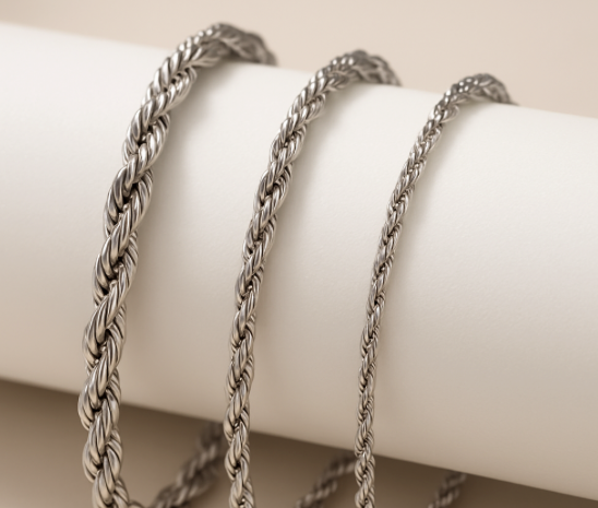 The Iron Twist Rope Bracelet-Forge your look with the Iron Twist Chain. Polished or gold-plated steel in bold 4mm or slim 2mm width. Sleek industrial style with extender. Shop now.