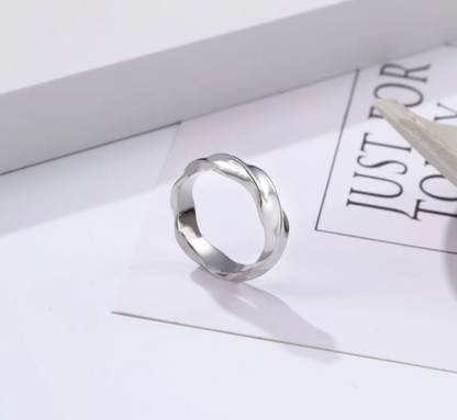 Nova Drift - Twist Ring-Ride the current with the Nova Drift Band. Polished steel ring with bold, wavy form and fluid energy. A striking Voltage piece. Shop now.
