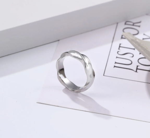 Nova Drift - Twist Ring-Ride the current with the Nova Drift Band. Polished steel ring with bold, wavy form and fluid energy. A striking Voltage piece. Shop now.