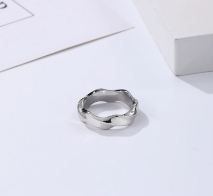 Nova Drift - Twist Ring-Ride the current with the Nova Drift Band. Polished steel ring with bold, wavy form and fluid energy. A striking Voltage piece. Shop now.