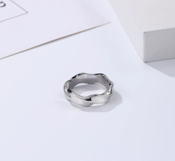 Nova Drift - Twist Ring-Ride the current with the Nova Drift Band. Polished steel ring with bold, wavy form and fluid energy. A striking Voltage piece. Shop now.