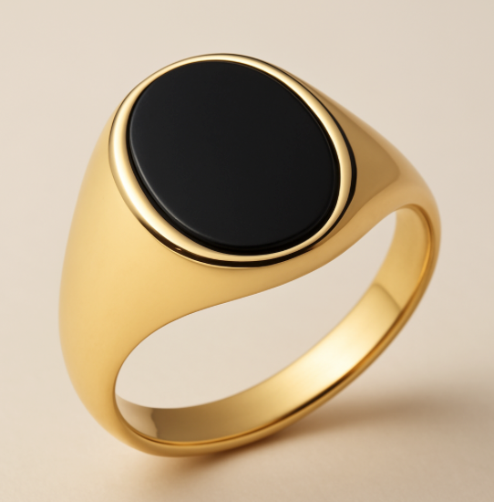 The Zenith – Oval Stone Signet Ring-Reach your peak with the Zenith Signet Ring. Polished steel or 18K gold with a recessed oval stone—Black Agate, White Agate, or Tiger Eye. Shop now.