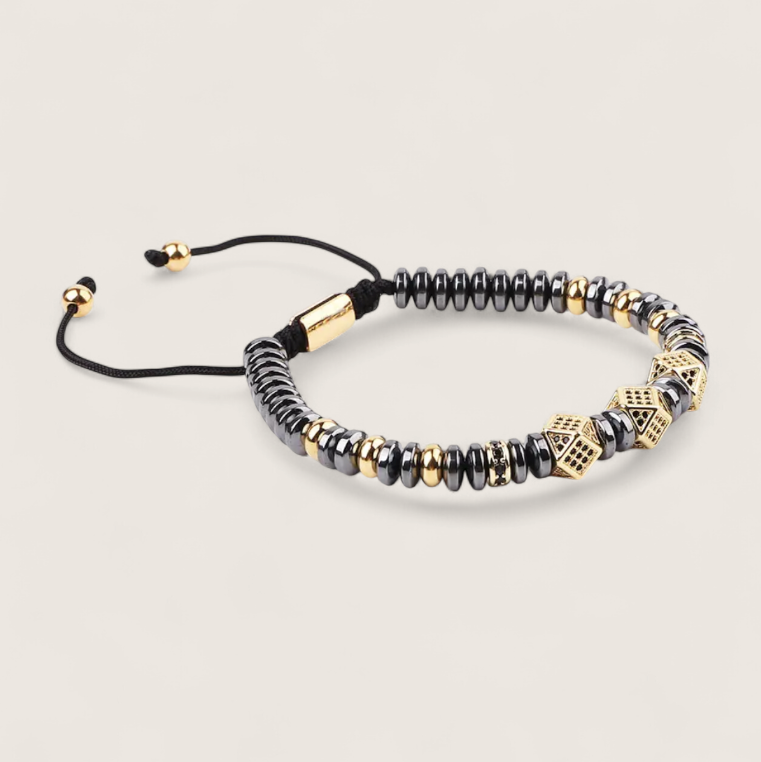 The Hematite Halo - Slider Bracelet-Balance edge and elegance with the Hematite Halo Bracelet. Polished hematite beads and CZ-pavé accents on an adjustable black wax cord. Shop now.