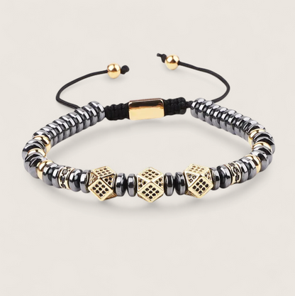 The Hematite Halo - Slider Bracelet-Balance edge and elegance with the Hematite Halo Bracelet. Polished hematite beads and CZ-pavé accents on an adjustable black wax cord. Shop now.