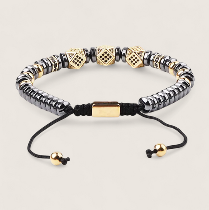 The Hematite Halo - Slider Bracelet-Balance edge and elegance with the Hematite Halo Bracelet. Polished hematite beads and CZ-pavé accents on an adjustable black wax cord. Shop now.