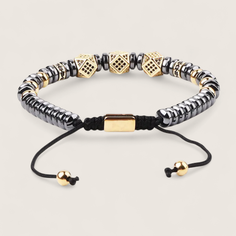 The Hematite Halo - Slider Bracelet-Balance edge and elegance with the Hematite Halo Bracelet. Polished hematite beads and CZ-pavé accents on an adjustable black wax cord. Shop now.