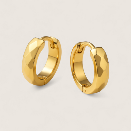 Tidebreaker Hoops - 12.5mm Facetted Hoop-Dive into style with Tidebreaker Hoops. Faceted 12.5mm steel huggies resist saltwater corrosion—bold, wave-inspired shine built for adventure. Shop now.
