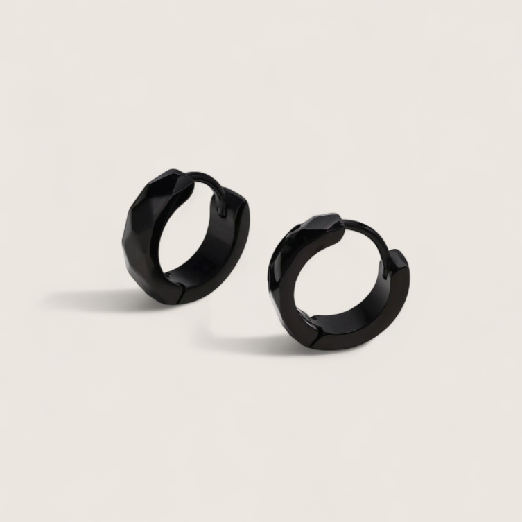 Tidebreaker Hoops - 12.5mm Facetted Hoop-Dive into style with Tidebreaker Hoops. Faceted 12.5mm steel huggies resist saltwater corrosion—bold, wave-inspired shine built for adventure. Shop now.