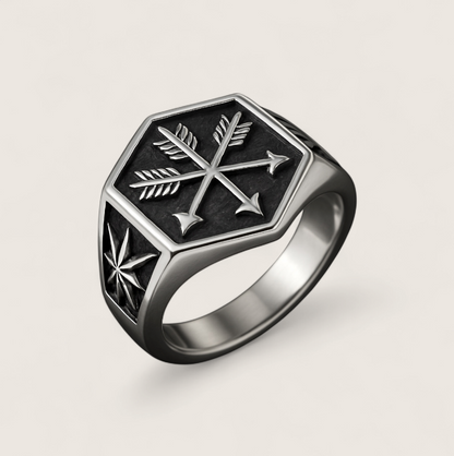 The Rampart – 3 Arrows Signet Ring-Channel warrior strength with the Rampart Signet Ring. Polished steel flat top and tapered shoulders evoke the fortitude of a Viking shield wall. Shop now.