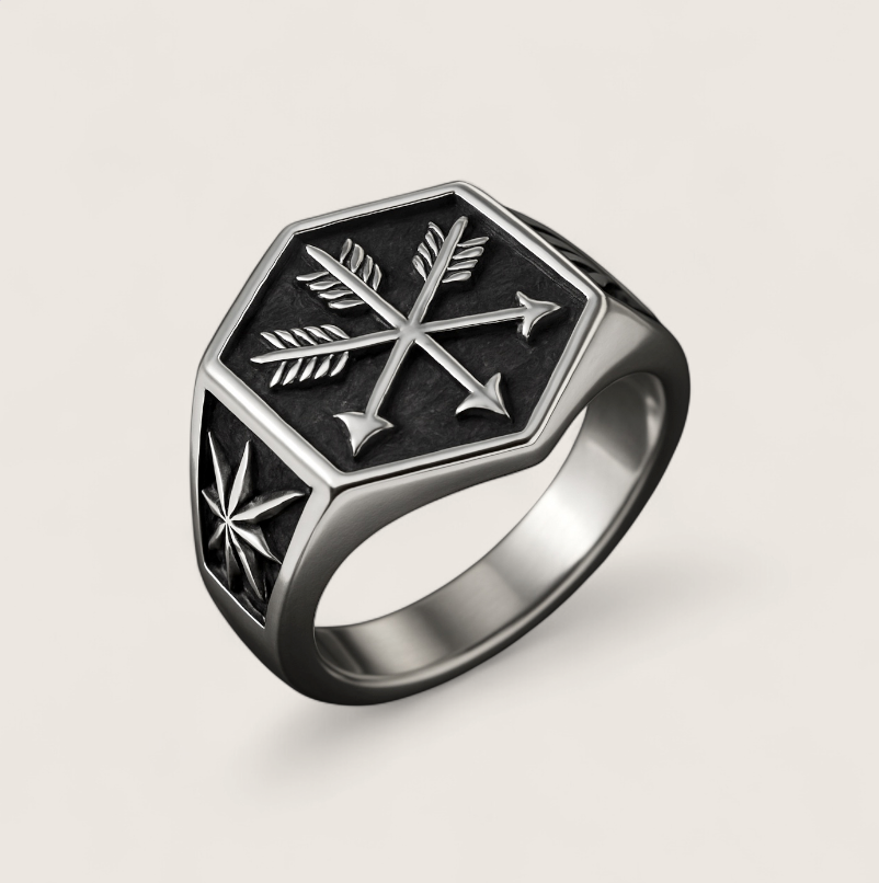 The Rampart – 3 Arrows Signet Ring-Channel warrior strength with the Rampart Signet Ring. Polished steel flat top and tapered shoulders evoke the fortitude of a Viking shield wall. Shop now.