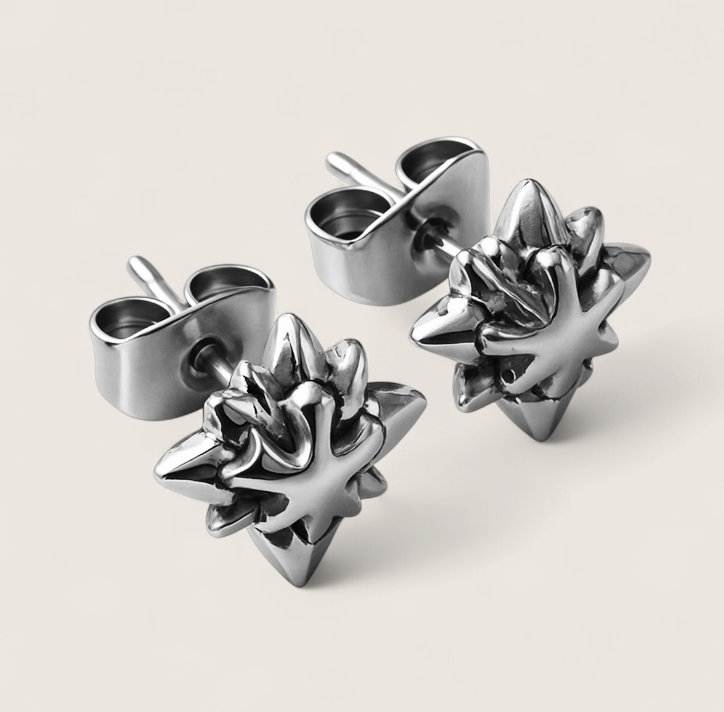 Starbreaker Studs – 8mm Edgy Star Steel Earrings-Channel supernova energy with Micro-Star Studs. CNC-milled steel stars catch light like electric sparks. Bold, scratch-resistant style. Shop now.