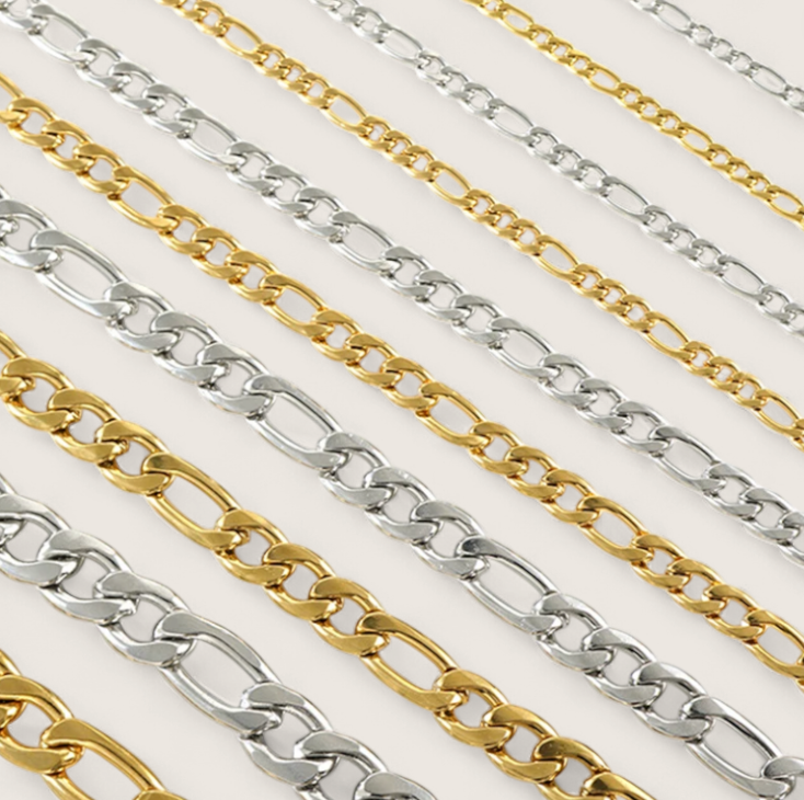 The Pulse - Figaro Steel Chain Necklace-Channel bold rhythm with the Pulse Figaro Chain. Polished steel or gold-plated finish with iconic Figaro links. Available in multiple widths. Shop now.