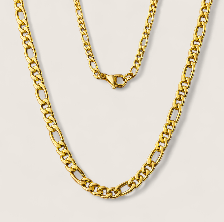 The Pulse - Figaro Steel Chain Necklace-Channel bold rhythm with the Pulse Figaro Chain. Polished steel or gold-plated finish with iconic Figaro links. Available in multiple widths. Shop now.
