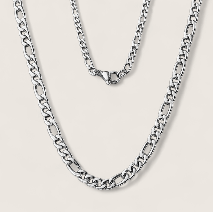 The Pulse - Figaro Steel Chain Necklace-Channel bold rhythm with the Pulse Figaro Chain. Polished steel or gold-plated finish with iconic Figaro links. Available in multiple widths. Shop now.