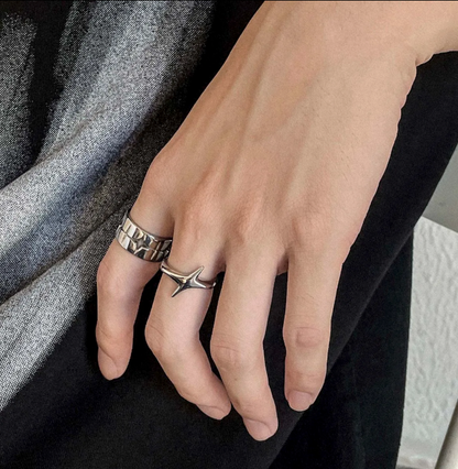 Ion Blade Ring - Offset Spikes Steel Ring-Cut through the static with the Ion Blade Ring. Polished steel, aerodynamic spike design channels bold, futuristic Voltage energy. Shop now.