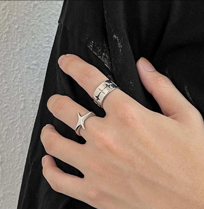 Ion Blade Ring - Offset Spikes Steel Ring-Cut through the static with the Ion Blade Ring. Polished steel, aerodynamic spike design channels bold, futuristic Voltage energy. Shop now.