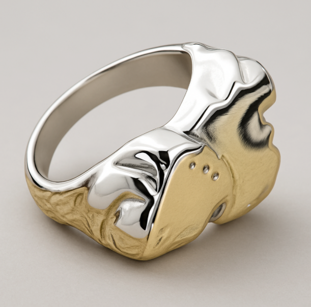 The Livewire – Polished Steel Statement Ring-Channel raw energy with the Livewire Ring. Polished steel, bold 10mm wave-inspired form captures the surge of an electric current. Shop now.