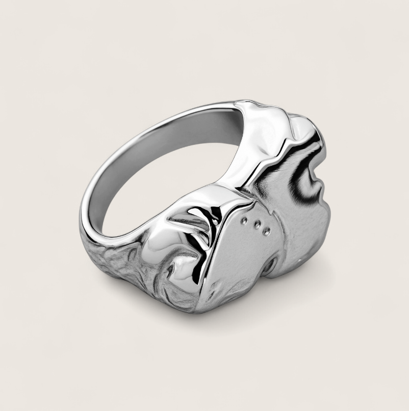 The Livewire – Polished Steel Statement Ring-Channel raw energy with the Livewire Ring. Polished steel, bold 10mm wave-inspired form captures the surge of an electric current. Shop now.